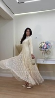 Robe Abaya en dentelle pour femmes musulmanes, mode islamique modeste, robe de soirée élégante à manches longues, robe longue fluide, robe de soirée Abaya