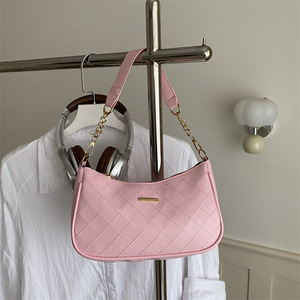 Sleek and stylish herringbone chain bag for women summer new arrival PU <b>synthetic</b> <b>leather</b> underarm bag with metallic accents - Product Image 4