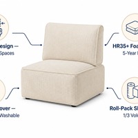 Fauteuil de relaxation en velours côtelé avec repose-pieds, fauteuil d'appoint sans accoudoirs, housse amovible, mobilier de salon