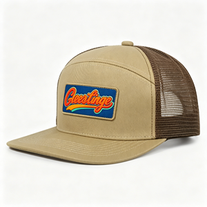 Wholesale 7 Panel Snapback Caps Camper Caps Low MOQ Semi-Custom Embroidery Logo <b>Flat</b> Bill Trucker <b>Hats</b> for Outdoor Sport - Product Image 2