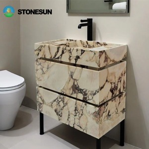 Lavabo Rectangular de Mármol Calacatta Viola Personalizado StoneSun para Decoración de Sala de Estar y Baño en Villas y Casas - Product Image 1