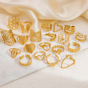 European American Style Stainless Steel <b>Open</b> <b>Ring</b> For Women Heart Shaped Irregular Exaggerated Jewelry Party Accessory - Product Image 1