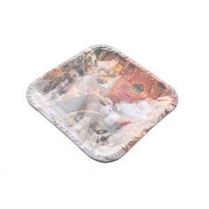 Ensemble de 8 assiettes carrées jetables en papier avec motif Père Noël 22x22cm - Product Image 1