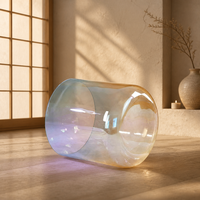 Bol chantant en quartz d'alchimie pur à 99,99 %, professionnel, 440 Hz/432 Hz, dégradé bleu/jaune, pour la thérapie sonore par vibration