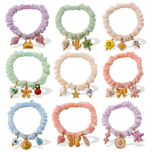 Oujia Jewelry Coleteros con volantes color macaron y dijes, accesorios para el cabello para cola de caballo, elegantes para el día a día, Invierno 2025 - Product Image 5