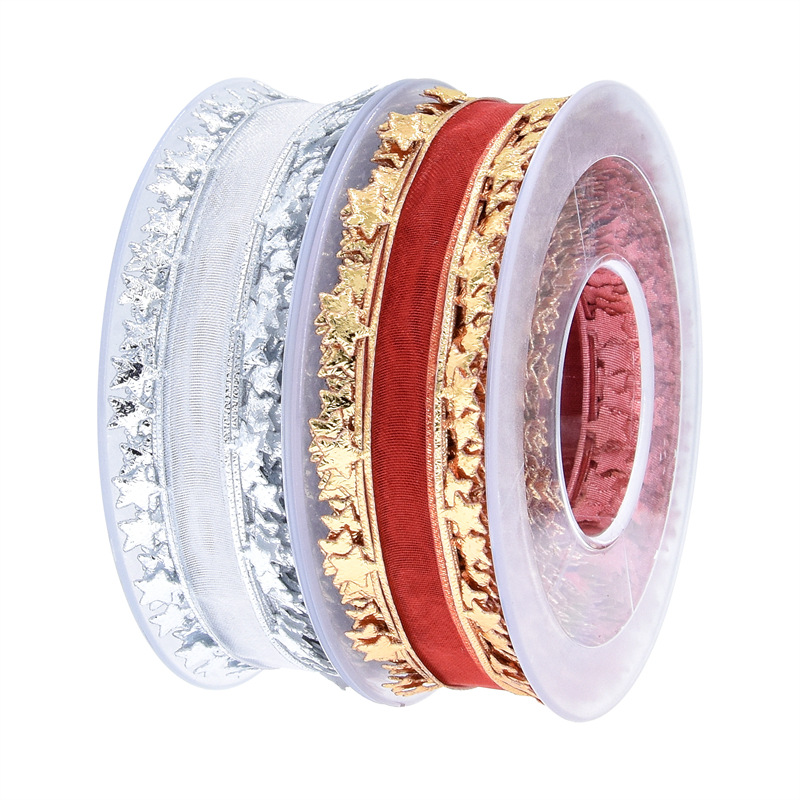 Fall in Color New Arrival Fancy Design Star Gauze Belt Holiday Decoration Gift Packaging Ribbons Christmas Ribbon