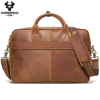 Sac à bandoulière pour ordinateur portable en cuir véritable pour homme, léger, durable, imperméable, fonctionnel, style rétro vintage, avec logo personnalisé