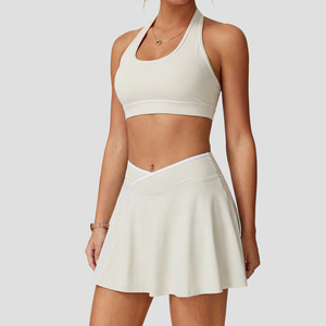 Conjunto Deportivo de Dos Piezas con Logotipo Personalizado, Sujetador Deportivo con Espalda <span class=keywords><strong>en</strong></span> U, Vestido de <span class=keywords><strong>Tenis</strong></span> Transpirable y Elástico, Falda de <span class=keywords><strong>Tenis</strong></span> <span class=keywords><strong>para</strong></span> <span class=keywords><strong>Mujer</strong></span> - Product Image 4