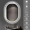 Miroir LED ovale avec éclairage, miroir LED anti-buée pour salle de bain, 3 couleurs réglables, fonction mémoire