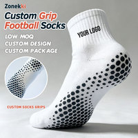 Chaussettes de football pour hommes ZONEKKI, blanches, à grip personnalisé, nouveau design antidérapant, respirantes, séchage rapide, chaussettes de sport