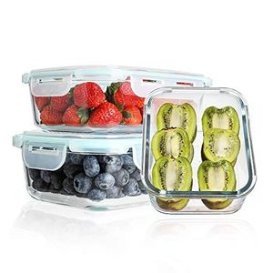 Recipientes de Vidrio para Almacenamiento de Alimentos con Tapas, Resistentes a Roturas y a Fugas, Aptos para Horno y Lavavajillas, Color Azul - Product Image 2