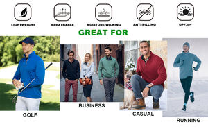 Sweat-shirt de golf à manches longues ajusté à séchage rapide pour homme avec broderie personnalisée et fermeture éclair quart de zip - Product Image 6