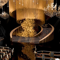 Grand lustre en cristal doré rétro noir et or de luxe pour mariage, plusieurs tailles, pour décoration de plafond de mariage haut de gamme