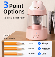 Taille-crayon électronique semi-automatique en forme d'animal mignon, 3 vitesses réglables, électrique, pour fournitures scolaires