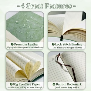 Cuaderno de Cuero Personalizado <span class=keywords><strong>A5</strong></span>, Cuaderno Extra Grueso Resistente al Agua, 180 <span class=keywords><strong>Hojas</strong></span>, <span class=keywords><strong>A5</strong></span> Rayado de Alta Calidad para Estudiantes - Product Image 2