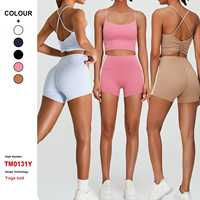 Soutien-gorge de sport personnalisé de haute qualité nouveau style tendance avec dos croisé pour femmes Gym Fitness Workout Couleur contrastée Yoga Shorts Ensemble de 2 pièces