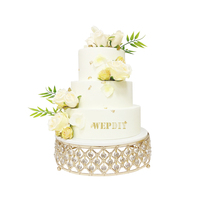 Décoration de table de dessert de mariage, support rond pour gâteau de dessert, support créatif en fer doré et en verre pour gâteau de mariage