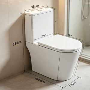 <span class=keywords><strong>WC</strong></span> monobloc en céramique moderne KAWAL avec chasse d'eau à siphon, fonction anti-blocage, drainage par siphon en P pour hôtels et appartements - Product Image 2