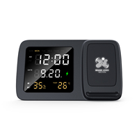 MIABOO F13 Unieke Digitale Klok Temperatuur- & Luchtvochtigheidsweergave Snelle Draadloze Oplader met Telefoonhouder LED Logo 15W Uitgangsvermogen