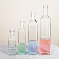Botella de vidrio vacía para aceite de oliva, botella de vidrio transparente y cuadrada de 100ml, 150ml, 500ml, 750ml, para cocina, salsa de soja, vinagre, dispensador de aceite con tapa
