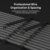 Lot de 10 organiseurs de câbles en PP ignifuge à 12 ports, 6 mm, pour câbles réseau Ethernet Cat6, clips de gestion de câbles, noir