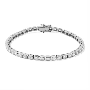 Gioiello di moda Gemnel 14K placcato oro laboratorio coltivato CZ taglio smeraldo cornice Baguette Tennis bracciale - Product Image 5