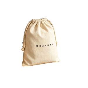 Sac à cordon en toile de coton naturel épais avec impression de logo personnalisé, cordon en coton LN-61 - Product Image 1