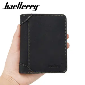 Baellerry-cartera corta multifuncional para hombre, monedero corto con cremallera vertical, multitarjeta, D9155