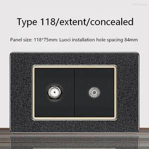 สวิตช์ผนังแบบสัมผัสสีดำด้าน ดีไซน์ทันสมัย พร้อมช่องเสียบทีวีและคอมพิวเตอร์ สำหรับบ้าน สำนักงาน และโรงแรม - Product Image 6