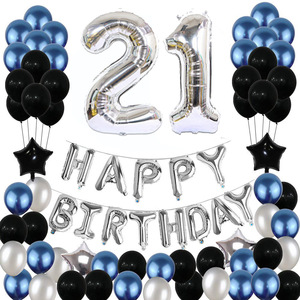Décorations d'<span class=keywords><strong>anniversaire</strong></span> en gros pour hommes, 13e, 16e, 18e, 21e, 30e, 40e, 50e, 60e <span class=keywords><strong>anniversaire</strong></span>, ballons bleus et gris - Product Image 3