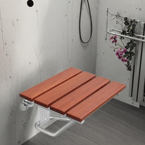 Miglior Sedile Doccia Pieghevole in Legno <span class=keywords><strong>Teak</strong></span> dal Design Moderno, Montato a Parete, Ultimo Accessorio di Lusso per Spa Domestica - Product Image 1