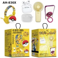 Meilleurs cadeaux : Casque sans fil 5-en-1 pour enfants, casque Bluetooth supra-auriculaire mignon à motif de dessin animé pour Noël