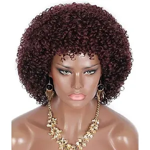 wig vendor Kinky curly wigs fluffy short hair synthetic wigs for black women
