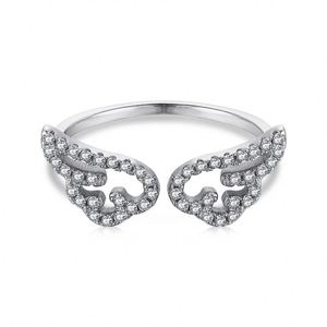 Dylam Charm Fashion Sparkling Zircon Angel Wings for Girls Gift Feather <b>Sterling</b> <b>Silver</b> S925 Wholesale <b>Adjustable</b> <b>Rings</b> - Product Image 1