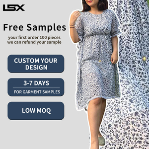 Custom logo High Quality Screen Print Oversized Loose Dress Outdoor Beach <strong>Women</strong> Short Sleeve Lace Casual Dress - Product Image 1