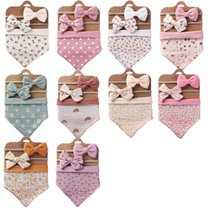 Lot de 3 bavoirs brodés en mousseline double face pour nourrissons et tout-petits, vêtements pour enfants Burp avec 2 nœuds pour filles - Product Image 4