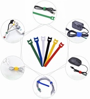 FSCAT 100pk Attaches de câble en nylon noir avec velcro, design pré-coupé fin, gestion des câbles, sangles d'organisation pour la maison et le bureau