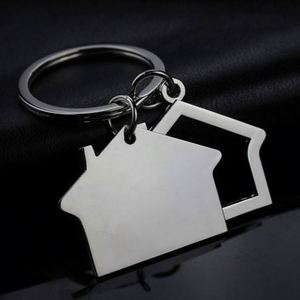 House Shape <b>Keychain</b> Blank Engrave Sublimation Metal Key Chain Custom Key Ring Beer Bottle Opener <b>Keychain</b> Real Estate Key Ring - Product Image 1
