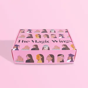 Ramah lingkungan cetak kustom wig perempuan merah muda kotak kertas kosmetik kemasan dengan Logo untuk hadiah