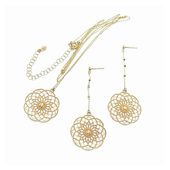 Pretty earring wholesale hot selling fashion heart jewelry set Japan hot sale with real gold K10