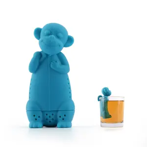 Sıcak satış maymun şekilli silikon sevimli hayvan çay demlik