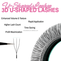 Cils UNIQUE LASHES en U 3D, éventails étroits, cils trèfle 4D 5D, 0,07 mm, fibre PBT coréenne, noir mat doux, haute qualité, vente en gros