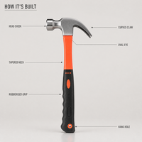 Marteau à griffes en acier au carbone 8oz 16oz 24oz, multi-usages, avec poignée plastifiée, pour le bricolage, vente en gros