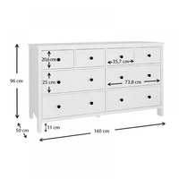 Commode de rangement en bois pour salon et chambre à coucher, meuble blanc avec 8 tiroirs