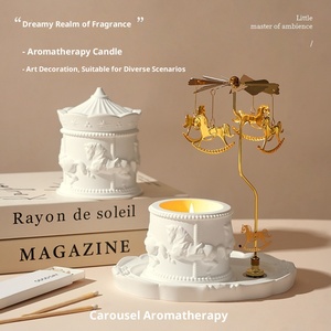 Rotating Carousel Scented <b>Candle</b> Holder Set with Tray and Lid Luxury Home Decor for Wedding Birthday Gift Ideas - Product Image 2