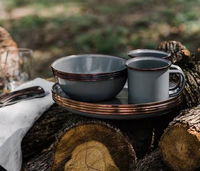 Service de démarrage de vaisselle en émail, vaisselle de Camping/pour l'extérieur, assiettes, bols et tasses, livraison gratuite