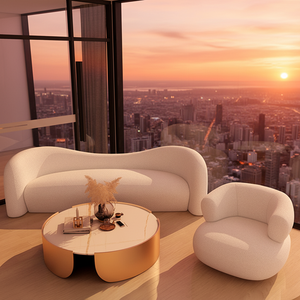 Divano Chesterfield Moderno Rotondo Gonfiabile Regolabile in Tessuto per Soggiorno Arredamento Casa - Product Image 1