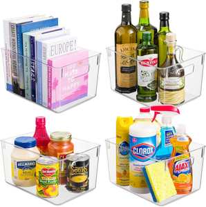 Clear Space Rectangle Injection-Molded Eco-Friendly PET Plastic <b>Storage</b> Bins 3-6L Capacity for <b>Kitchen</b> Pantry Fridge - Product Image 2