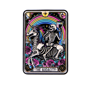 Broche émaillée Tarot Squelette « Audace », épingles de revers, badges pour sacs à dos, accessoires vestimentaires, bijoux punk, cadeaux - Product Image 3