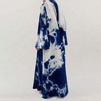 Aschulman Robe tendance personnalisée grande taille pour femmes Tie-dye Colors Printed Muslim Hijab Dress Abaya